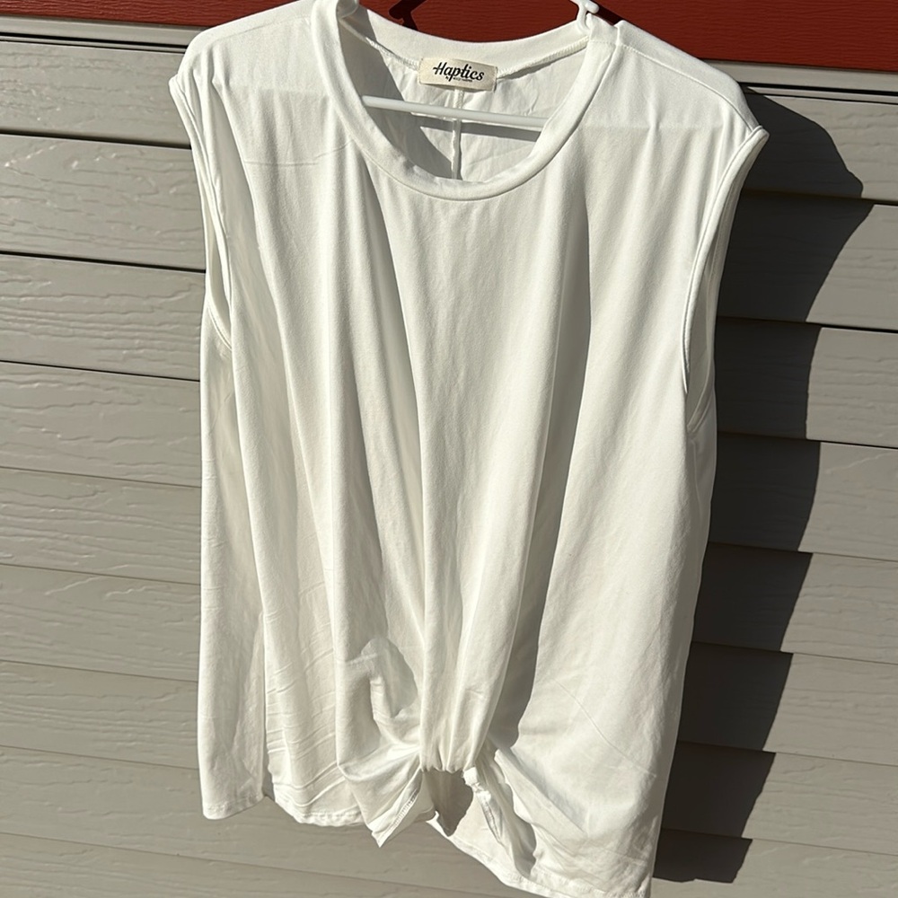 Haptics, Size L, White Twist Front Crew Neck Tank
